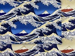 和柄　綿シーチング 富士山と荒波
